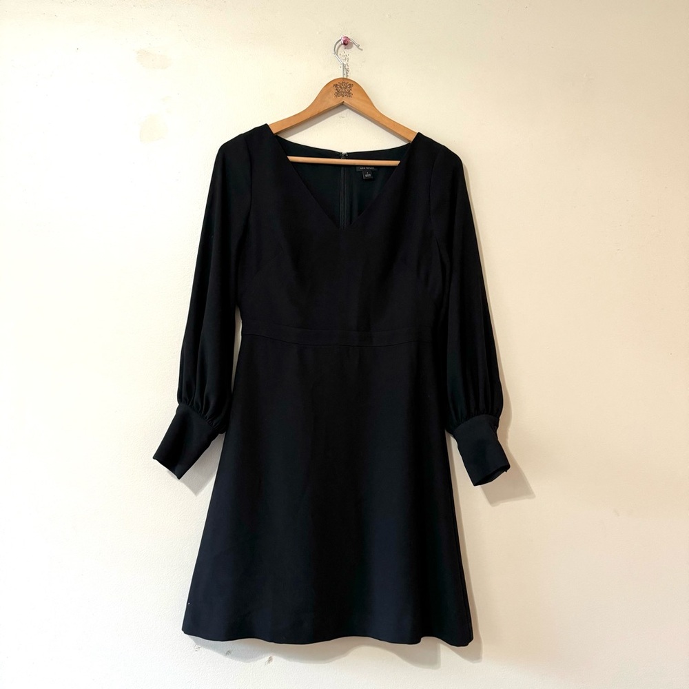 Ann Taylor Black Long Sleeve A-Line Dress
